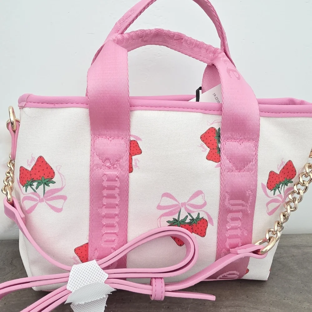 Viral Juicy Couture Strawberry Mini Bag Strawberry Pink Bow Teddy Bear - Picture 4 of 7
